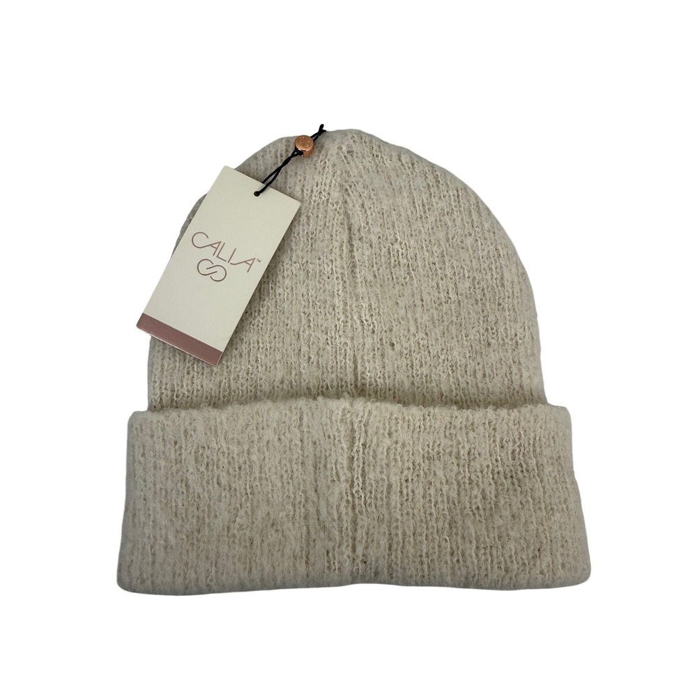 CALIA by Carrie Underwood Luxe Beanie Hat Ivory Womens OSFM Winter Warm Knit Cap